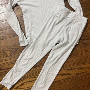 Lake Size 6 Light Gray/White Striped Long Sleeve Top and Pants Set VGUC